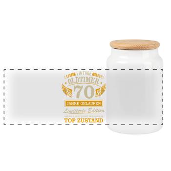 70. Geburtstag Mann Frau Limited Edition 1956 70 - Panorama Keksdose mit Holzdeckel - Weiß - Vorne