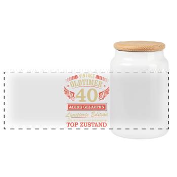 40. Geburtstag Mann Frau Limited Edition 1986 40 - Panorama Keksdose mit Holzdeckel - Weiß - Vorne