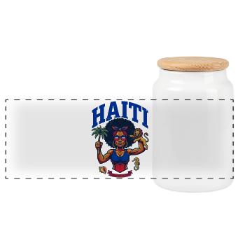 Fierté Haïti Femme Forte Afro Caraïbes - Boîte à biscuits avec couvercle en bois - blanc - Devant
