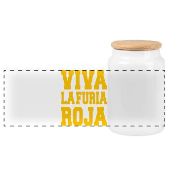 SPANIEN SPAIN España EUROPA SPANISCHE SPORT FAN - Panorama Keksdose mit Holzdeckel - Weiß - Vorne