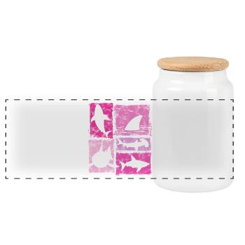 Sharks Retro Silhouettes Graphic - Panoramic Cookie Jar with Wooden Lid - white - Front