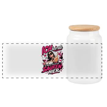 I'm marrying the others to drink here Bachelor Party bride - Panoramic Cookie Jar with Wooden Lid - white - Front