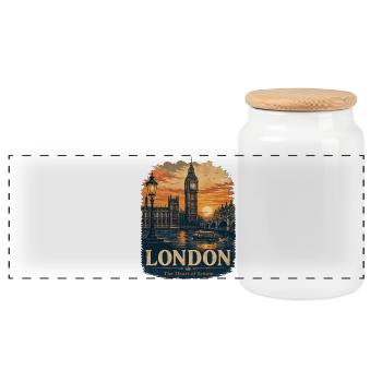London at Sunset Vintage Skyline - Panorama Keksdose mit Holzdeckel - Weiß - Vorne
