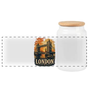 London Tower Bridge Sonnenuntergangsplakat - Panorama Keksdose mit Holzdeckel - Weiß - Vorne