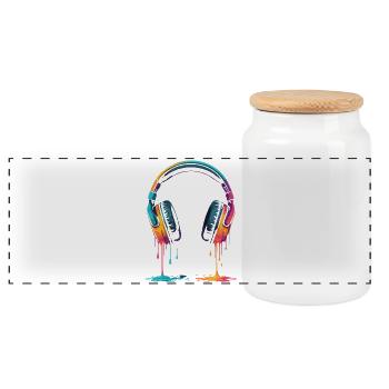 Drip Color Headphones Gaming Headset Gamer - Panoramic Cookie Jar with Wooden Lid - white - Front
