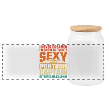 Sexy Pontoon Captain Lake Life Humor - Panorama Keksdose mit Holzdeckel - Weiß - Vorne