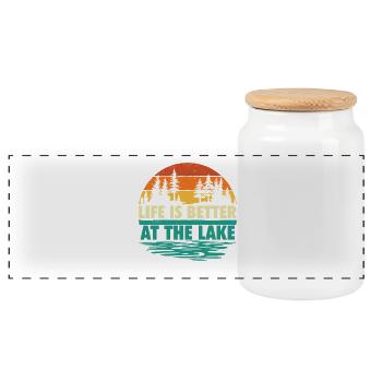 La vie est meilleure à la vie du ponton au lac - Boîte à biscuits avec couvercle en bois - blanc - Devant