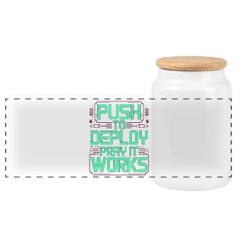Mobile App Developer Push To Deploy Programmer - Panoramic Cookie Jar with Wooden Lid - white - Front
