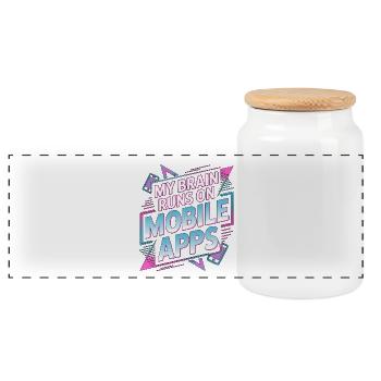 Développeur d’applications mobiles : mon cerveau gère le codage mobile - Boîte à biscuits avec couvercle en bois - blanc - Devant