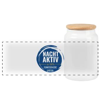 Nachtaktiv – Zu 100% funktioniere später - Panorama Keksdose mit Holzdeckel - Weiß - Vorne