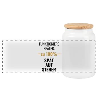 Zu 100% – Punkt. - Panorama Keksdose mit Holzdeckel - Weiß - Vorne
