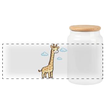 Giraffe in the cloudy sky - Panoramic Cookie Jar with Wooden Lid - white - Front