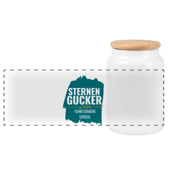 Sternengucker – Zu 100% funktioniere später - Panorama Keksdose mit Holzdeckel - Weiß - Vorne