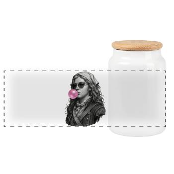 Anne Bonny Vintage Seefrau mit rosa Blasen - Panorama Keksdose mit Holzdeckel - Weiß - Vorne