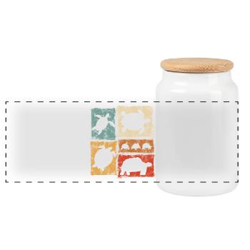 Tortues en perspective Imprimé vintage - Boîte à biscuits avec couvercle en bois - blanc - Devant