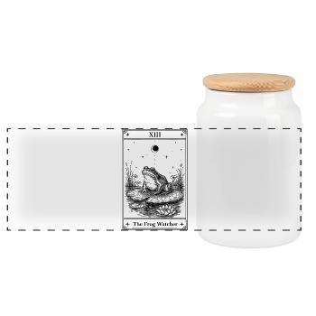 Der Froschbeobachter | Tarotkarte - Panorama Keksdose mit Holzdeckel - Weiß - Vorne