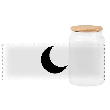 Crescent moon black - Panoramic Cookie Jar with Wooden Lid - white - Front