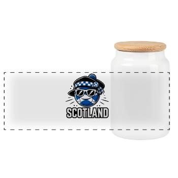 Football with Scotland flag funny ball - Panoramic Cookie Jar with Wooden Lid - white - Front