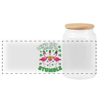 St Patricks Day Flamingos Prost - Panorama Keksdose mit Holzdeckel - Weiß - Vorne