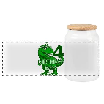 4 ANS D’ANNIVERSAIRE GARÇON FOOTBALL 4E ANNIVERSAIRE - Boîte à biscuits avec couvercle en bois - blanc - Devant