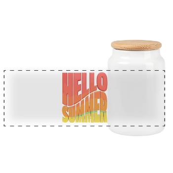 Hello Summer: Tropical Colors - Panoramic Cookie Jar with Wooden Lid - white - Front