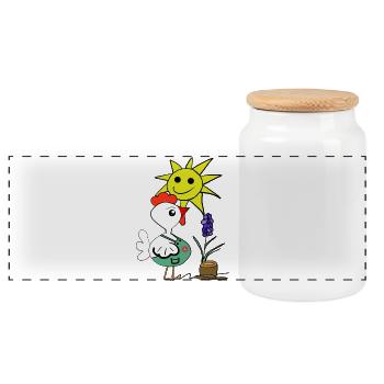 Gardener Chicken Hobby Gardener Gardening - Panoramic Cookie Jar with Wooden Lid - white - Front