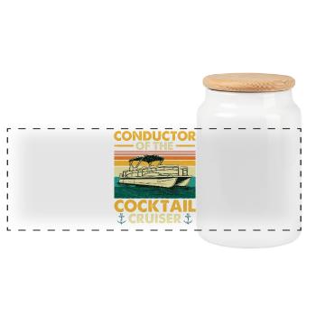 Dirigent des Cocktailkreuzers - Panorama Keksdose mit Holzdeckel - Weiß - Vorne