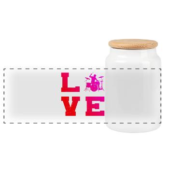 Gift idea for the musician with drum games - Panoramic Cookie Jar with Wooden Lid - white - Front