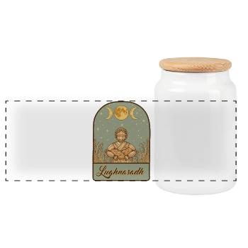 Lughnasadh Lughnasa Lammas First Harvest - Panoramic Cookie Jar with Wooden Lid - white - Front