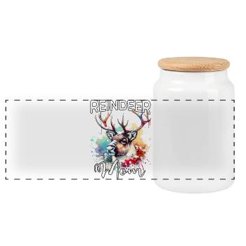 Maman renne - Boîte à biscuits avec couvercle en bois - blanc - Devant