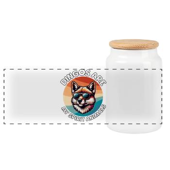 Funny Australian Wild Dog Sayings - Panoramic Cookie Jar with Wooden Lid - white - Front