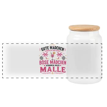 Mallorca Party Spruch Malle Damen Outfit Humor - Panorama Keksdose mit Holzdeckel - Weiß - Vorne