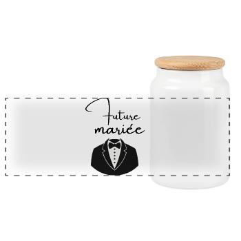 Future mariée - Boîte à biscuits avec couvercle en bois - blanc - Devant