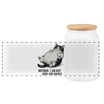 Moppelkat Fat Cat - Panoramic Cookie Jar with Wooden Lid - white - Front