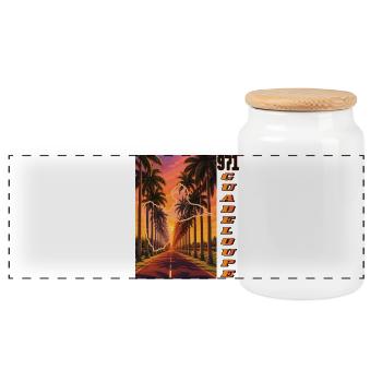 Guadeloupe 971 Karte und Route des Palmiers - Panorama Keksdose mit Holzdeckel - Weiß - Vorne