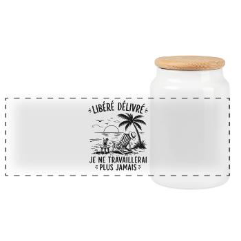 Retraite Cadeau humour personnalisé - Boîte à biscuits avec couvercle en bois - blanc - Devant