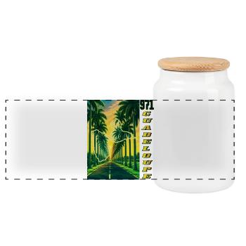 Guadeloupe 971 Karte und Route des Palmiers - Panorama Keksdose mit Holzdeckel - Weiß - Vorne