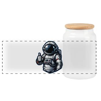 Pouce cosmique levé - Boîte à biscuits avec couvercle en bois - blanc - Devant