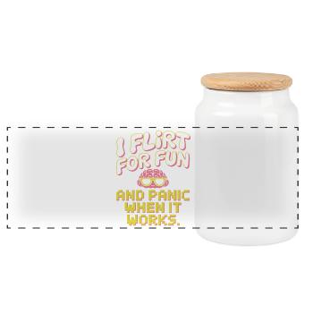 I Flirt For Fun Panic When It Works Flirten Single - Panoramic Cookie Jar with Wooden Lid - white - Front