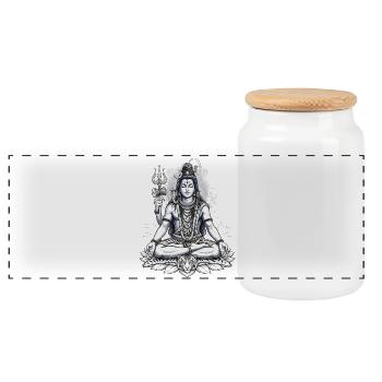 Hindu God Shiva Hindu God - Panoramic Cookie Jar with Wooden Lid - white - Front