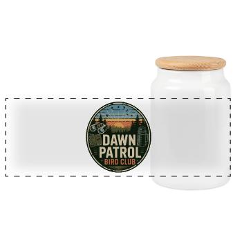 Écusson du Club d’oiseaux de la patrouille de l’aube - Boîte à biscuits avec couvercle en bois - blanc - Devant
