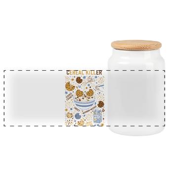 Frühstückscereal Killer Lustiger Brunch Kaffee Essen - Panorama Keksdose mit Holzdeckel - Weiß - Vorne