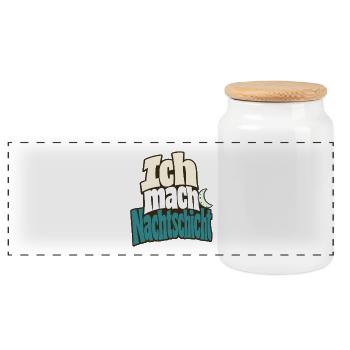 Ich mach Nachtschicht Krankenpfleger Humor - Panoramic Cookie Jar with Wooden Lid - white - Front