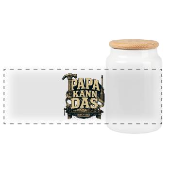 Papa kann das Heimwerker Werkzeug Vatertag Mann - Panorama Keksdose mit Holzdeckel - Weiß - Vorne