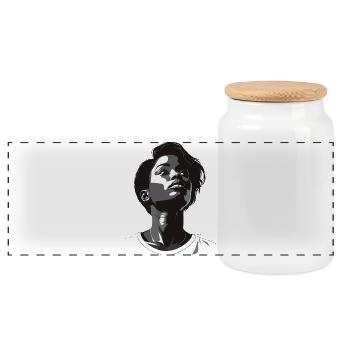 Vue en noir et blanc vers le haut - Boîte à biscuits avec couvercle en bois - blanc - Devant