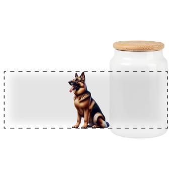 German Shepherd - Panoramic Cookie Jar with Wooden Lid - white - Front
