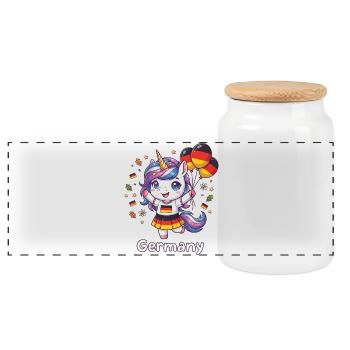 Licorne Kawaii Germany - Boîte à biscuits avec couvercle en bois - blanc - Devant
