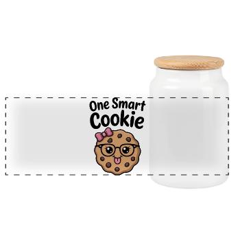 One Smart Cookie - Schlauer Keks mit Brille - Panorama Keksdose mit Holzdeckel - Weiß - Vorne