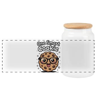 One Smart Cookie - Schlauer Keks mit Brille - Panorama Keksdose mit Holzdeckel - Weiß - Vorne