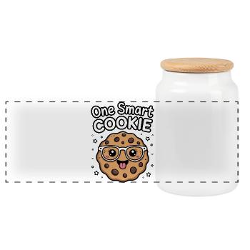 One Smart Cookie - Schlauer Keks mit Brille - Panorama Keksdose mit Holzdeckel - Weiß - Vorne